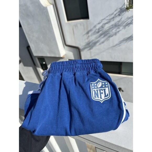 WEAR by Erin Andrews blue white hem gym retro shorts NFL sz M Swifties festival - Picture 3 of 9